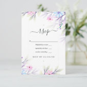 Pastel Watercolor Floral Wedding RSVP Karte (Stehend Vorderseite)