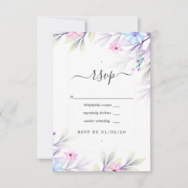 Pastel Watercolor Floral Wedding RSVP Karte