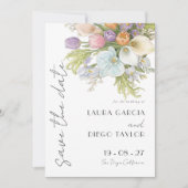 Pastel Watercolor Floral Wedding Save The Date (Vorderseite)