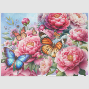 Pastel Watercolor Florals & Butterfells Dekoupage Seidenpapier