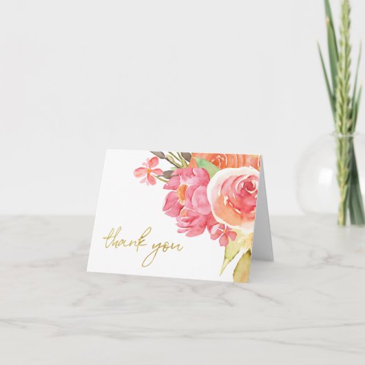 Pastel Watercolor Florals Dankeskarte (Vorderseite)