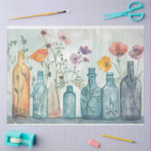 Pastel Watercolor Florals in Flaschen Decoupage Seidenpapier (Basteln)