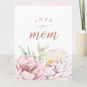 Pastel Watercolor Florals Liebe Mama Minimalistisc Karte