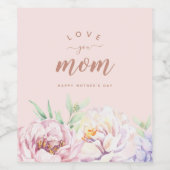 Pastel Watercolor Florals | LIEBE MAMA Weinetikett (Einzelnes Label)