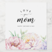 Pastel Watercolor Florals | LIEBE MAMA Weinetikett (Einzelnes Label)