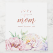 Pastel Watercolor Florals | LIEBE MAMA Weinetikett (Einzelnes Label)