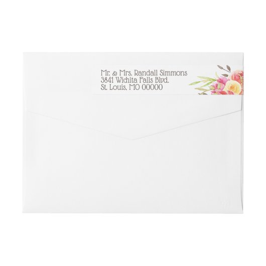 Pastel Watercolor Florals Rücksendeadresse (Rückseite)