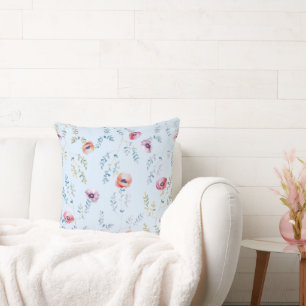 Pastel Watercolor Florals Throw Kissen