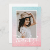 Pastel Watercolor Foto Aqua Danke Karte (Vorne/Hinten)