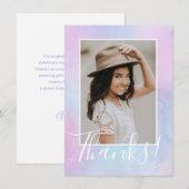 Pastel Watercolor Foto Lila Danke Karte (Vorne/Hinten)