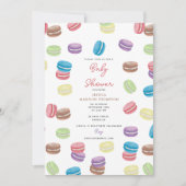 Pastel Watercolor French Macarons Babydusche Einladung (Vorderseite)