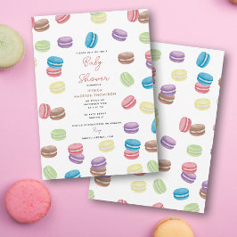 Pastel Watercolor French Macarons Babydusche Einladung