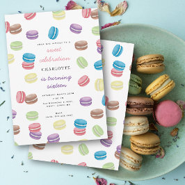 Pastel Watercolor French Macarons Geburtstagsparty Einladung