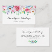 Pastel Watercolor Frühlingsblumen Blumengarten Visitenkarte (Vorne/Hinten)