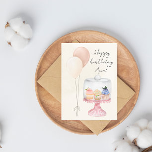 Pastel Watercolor Geburtstagskarte mit Cupcakes Karte