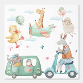 Pastel Watercolor Giraffe Airplane Nursery Tapete (Vorderseite)