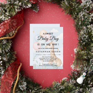 Pastel Watercolor Giraffe Baby Boy Invite Folieneinladung