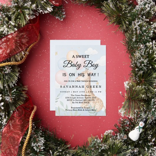 Pastel Watercolor Giraffe Baby Boy Invite Folieneinladung (Insitu)