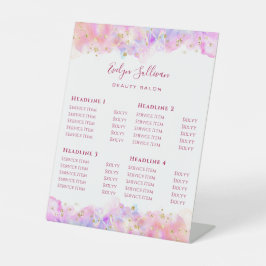 Pastel Watercolor Glitzer Beauty Salon Preisliste Sockelschild