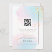 Pastel Watercolor Gold Splashes QR Code Hochzeit Einladung (Rückseite)