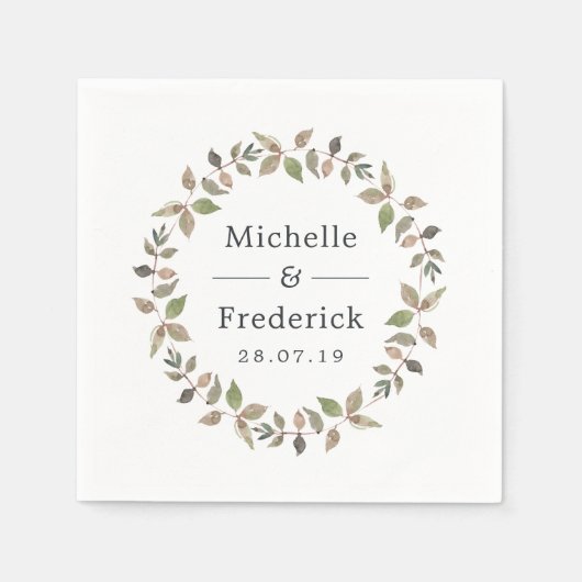 Pastel Watercolor Greenerenerity Wedding Serviette (Vorderseite)