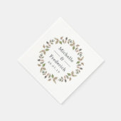 Pastel Watercolor Greenerenerity Wedding Serviette (Ecke)