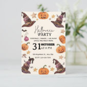 Pastel Watercolor Halloween-Party Einladung (Stehend Vorderseite)
