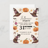 Pastel Watercolor Halloween-Party Einladung (Vorne/Hinten)