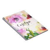 Pastel Watercolor Handgemalte Blume Notebook Notizblock (Rechte Seite)