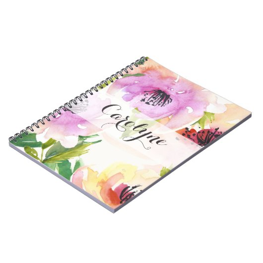 Pastel Watercolor Handgemalte Blume Notebook Notizblock (Linke Seite)