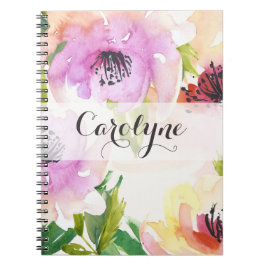 Pastel Watercolor Handgemalte Blume Notebook Notizblock