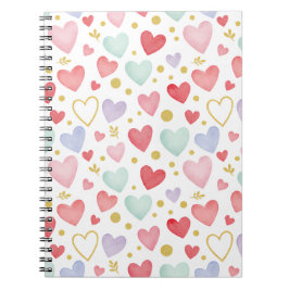 Pastel Watercolor Hearts with Gold Leaf & Glitter  Notizblock
