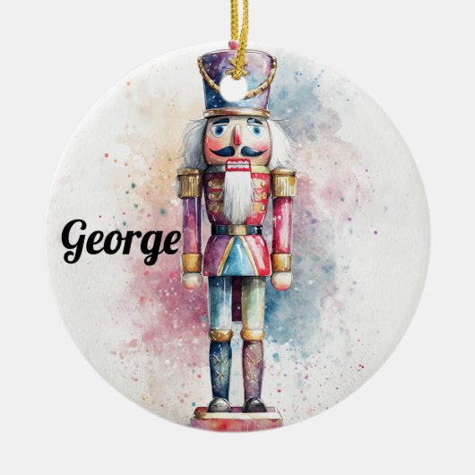 Pastel Watercolor Holiday Ornament – Nutcracker (Vorne)