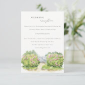 Pastel Watercolor Hütte Garden Wedding Empfang Begleitkarte (Stehend Vorderseite)