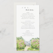 Pastel Watercolor Hütte Garden Wedding Menu Card Dankeskarte (Vorne/Hinten)