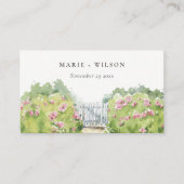 Pastel Watercolor Hütte Garden Wedding Website Begleitkarte (Vorderseite)