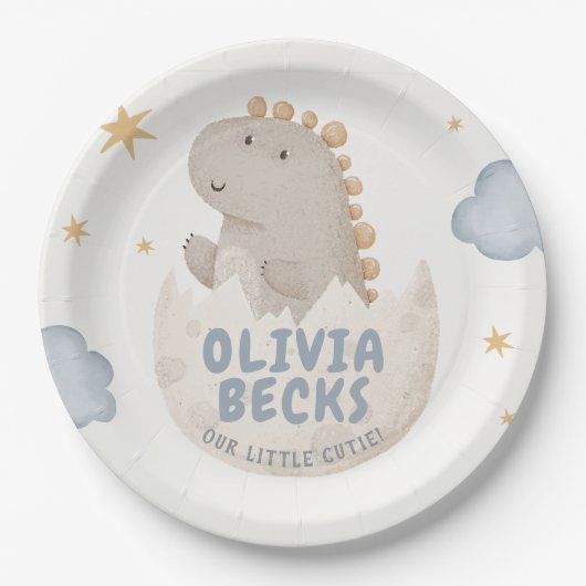 Pastel Watercolor Illustrative Babydusche Pappteller (Vorderseite)