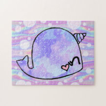 Pastel Watercolor Iridescent Narwhal Jigsaw Puzzle