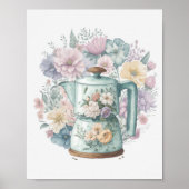 Pastel Watercolor Kaffeemaschine Küche Poster (Vorne)