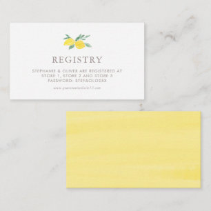 Pastel Watercolor Lemon Summer Wedding Registry Begleitkarte