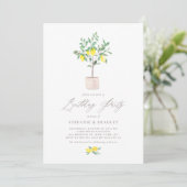 Pastel Watercolor Lemon Tree Summer Birthday Party Einladung (Stehend Vorderseite)