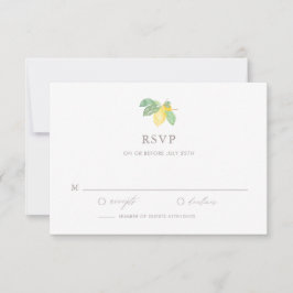 Pastel Watercolor Lemon Tree Summer Wedding RSVP Karte