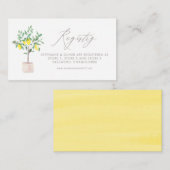 Pastel Watercolor Lemon Tree Wedding Registry Begleitkarte (Vorne/Hinten)