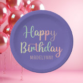 Pastel Watercolor Lila Happy Birthday Serviette