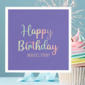 Pastel Watercolor Lila Happy Birthday Serviette