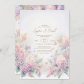Pastel Watercolor lilac Wedding Einladung (Vorne/Hinten)