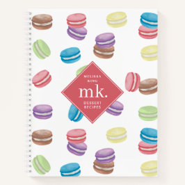 Pastel Watercolor Macarons Monogramm Rezept Notizblock