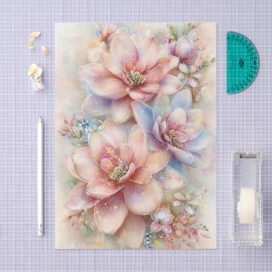 Pastel Watercolor Magnolia Decoupage Seidenpapier (Handwerk)