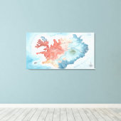 Pastel Watercolor Map of Iceland's Golden Circle  Leinwanddruck (Insitu (Holzboden))