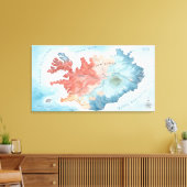 Pastel Watercolor Map of Iceland's Golden Circle  Leinwanddruck (Insitu (Wohnzimmer))